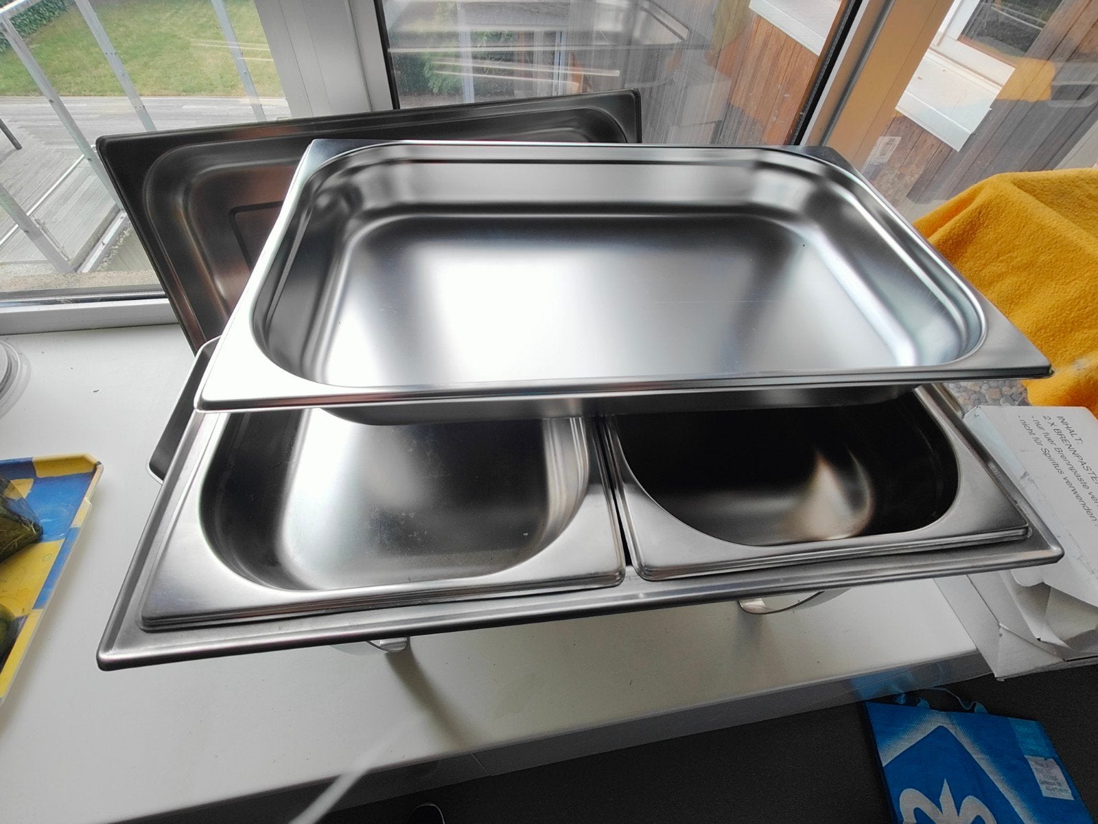 Buffetwarmers RVS complete set met diverse binnenbakken, Ophalen, Overige typen, Metaal, Overige merken