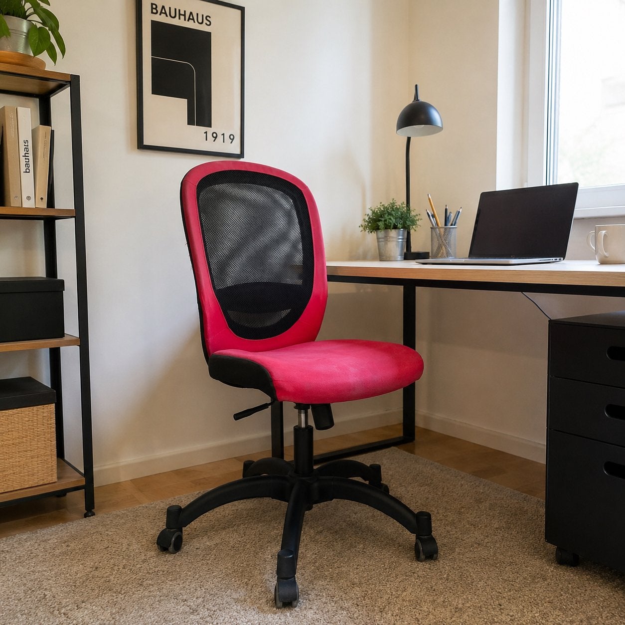 Chaise de bureau à roulettes confortable & réglable bon état, Rouge, Enlèvement, Utilisé, Chaise de bureau