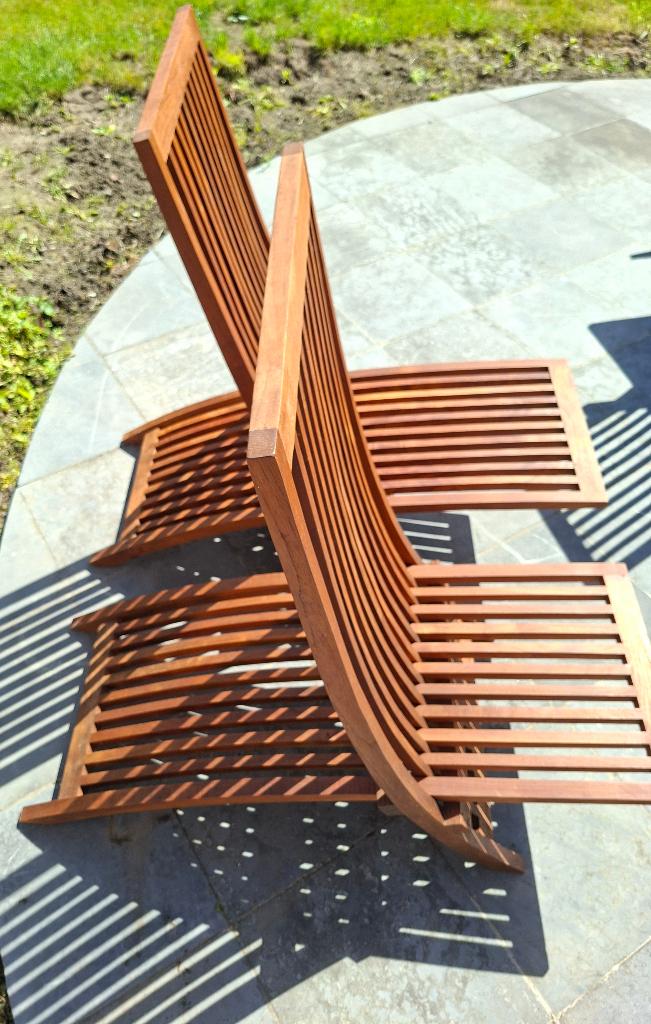 2 chaises papillon en teak, Enlèvement, Comme neuf, Bois de teck, Pliant