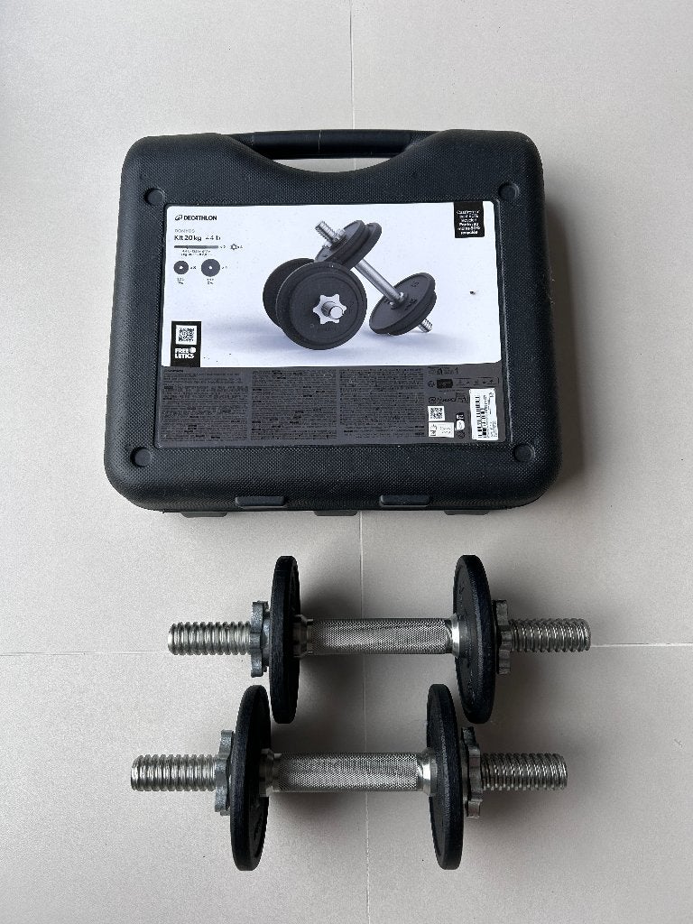 Halterset 20 kg – 2 Dumbbells – Gewichten met Koffer, Armen, Zo goed als nieuw, Halterset, Ophalen