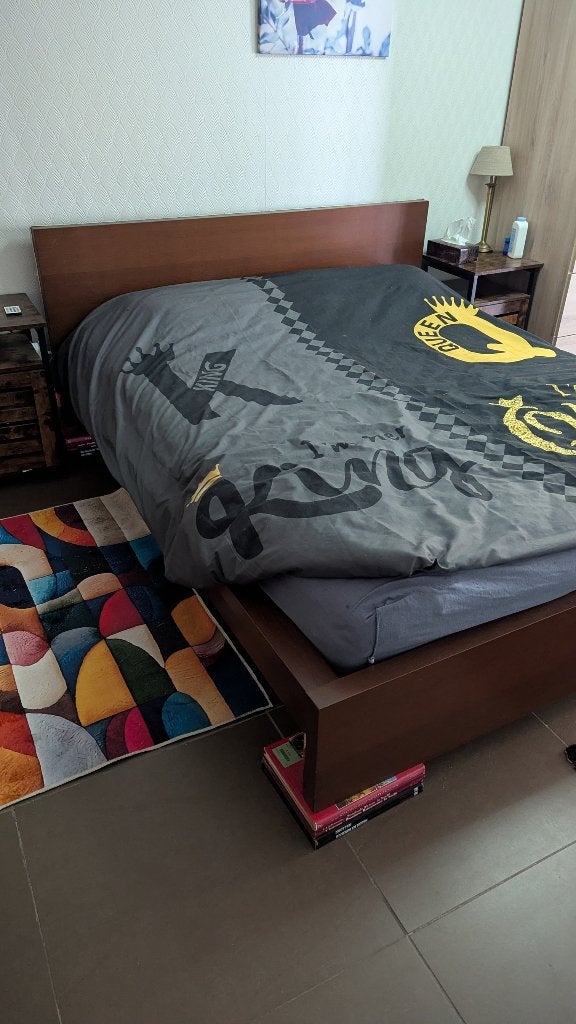 Gratis Ikea bed, Huis en Inrichting, Slaapkamer | Bedden, Ophalen, Gebruikt, Bruin, Tweepersoons