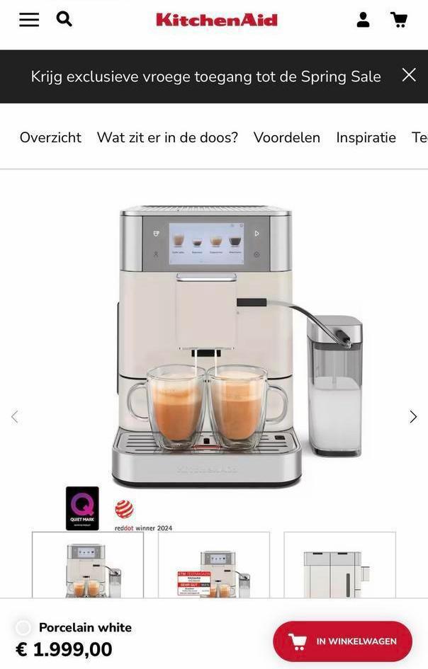 ✅ !! NEW !!Machine à expresso KF8 - Blanche porcelaine, Neuf, Réservoir d'eau amovible, Enlèvement ou Envoi, Café en grains