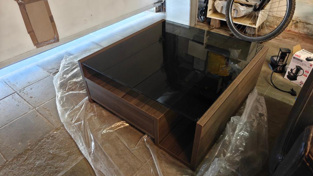 Mooie salontafel met glazen blad 90x90cm, Ophalen, Glas