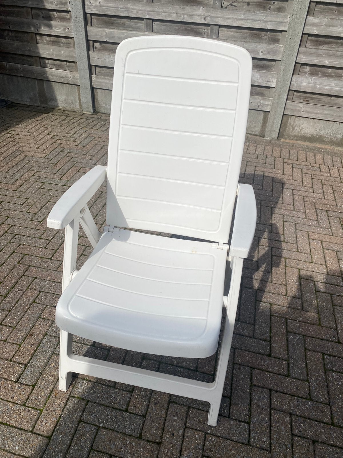 Witte tuinstoelen (2 stuks)  - verstelbaar, Tuin en Terras, Ophalen, Gebruikt, Inklapbaar