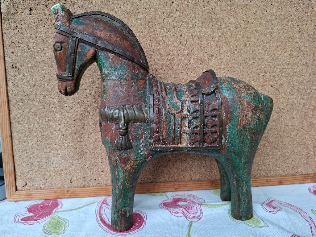 Antiek houten paard, Ophalen, Overige onderwerpen, Handgemaakt, 20 - 50 cm