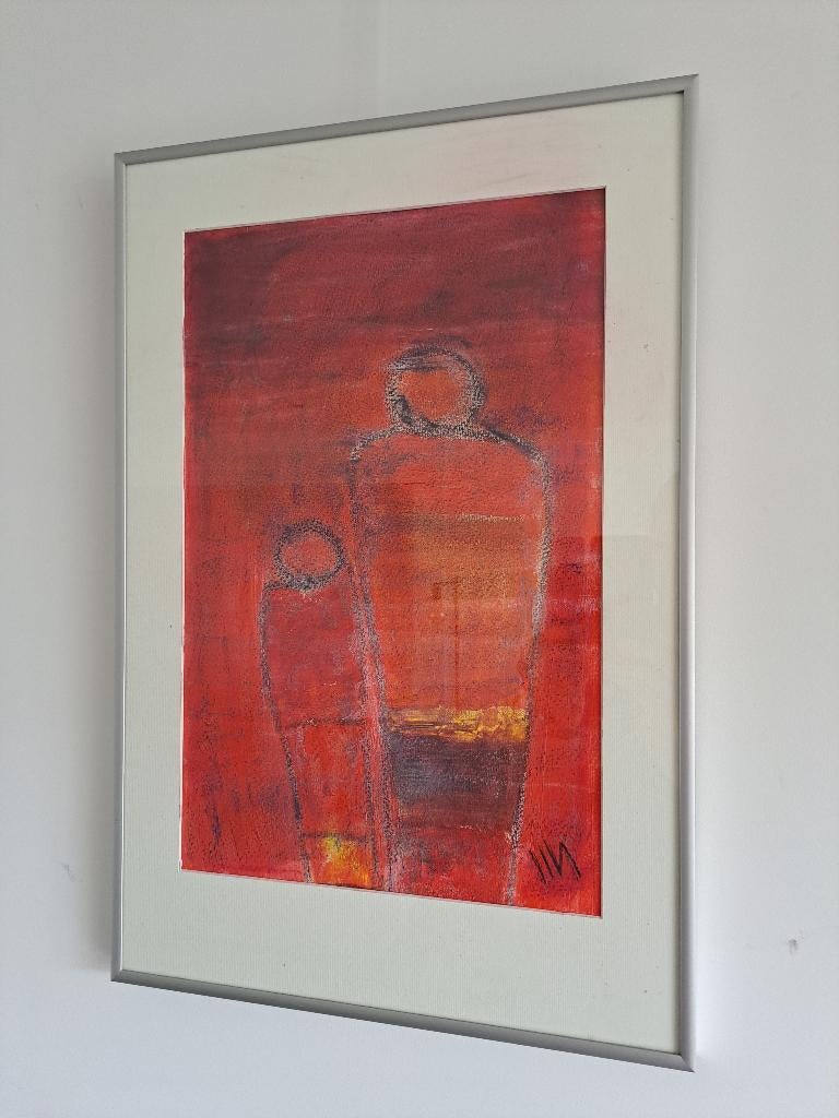 Abstract Rood “Stilte in Gestalte”, Antiek en Kunst, Ophalen
