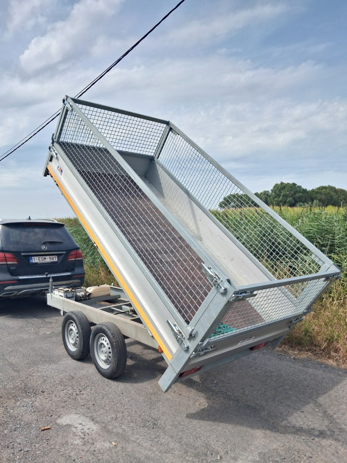 Electrische kipper 750kg 3m x 1m50 +loofnetten. Nette staat, Ophalen, Zo goed als nieuw