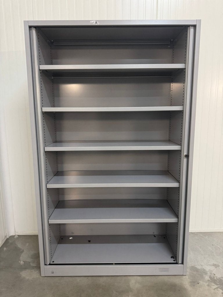 Armoire à portes roulantes Pami 196 x 120 x 45 cm | Gris, 25 à 50 cm, Synthétique, Avec serrure, 100 à 150 cm