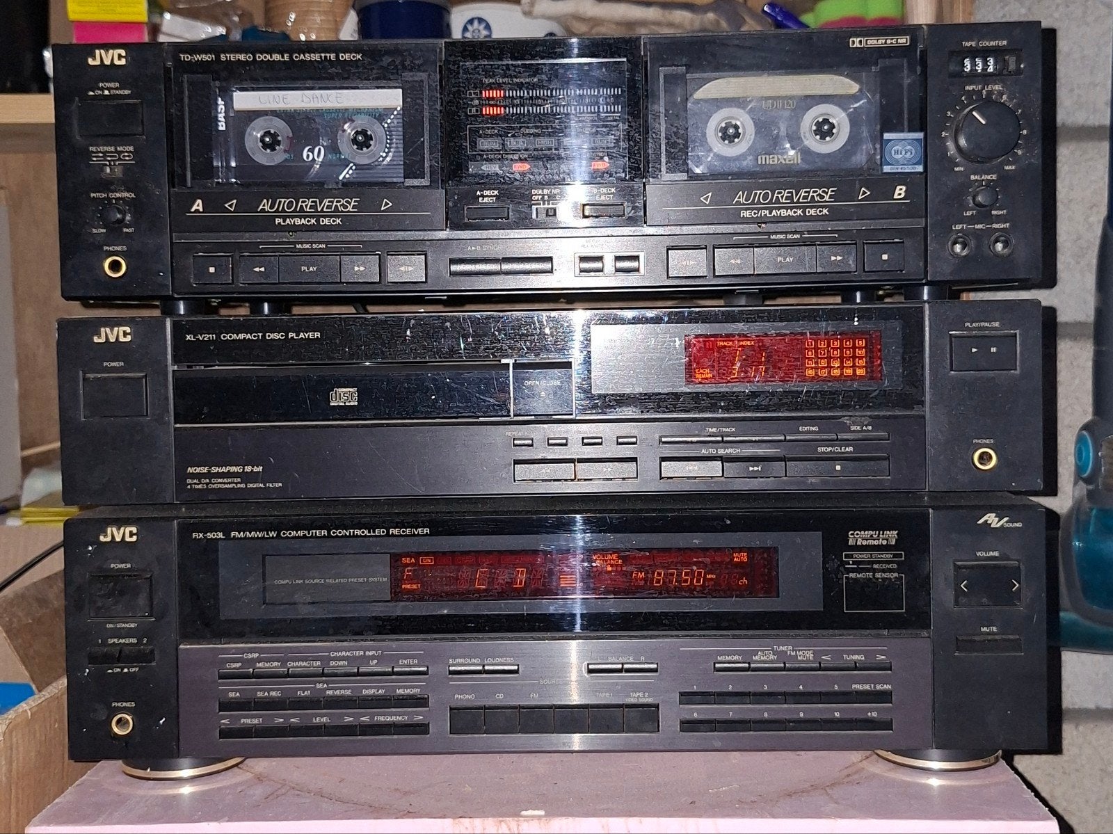 JVC stereo keten 1990, TV, Hi-fi & Vidéo, Chaîne Hi-fi, JVC, Lecteur CD, Enlèvement, Utilisé