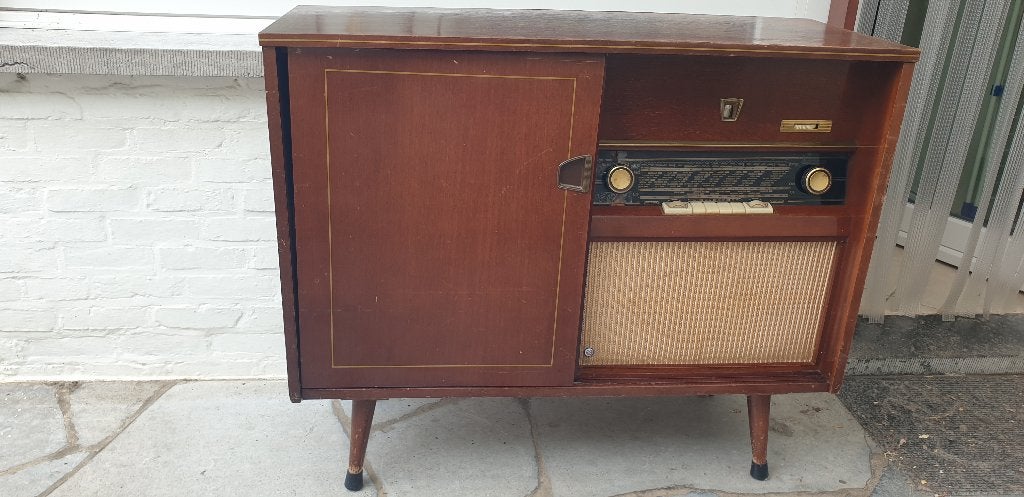 retro radio in kast Belgisch merk Radiobell, Enlèvement, Utilisé, Radio