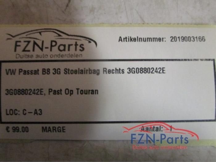 Airbag stoel (zitplaats) Volkswagen Passat (22730651), Auto-onderdelen, Ophalen of Verzenden, Gebruikt