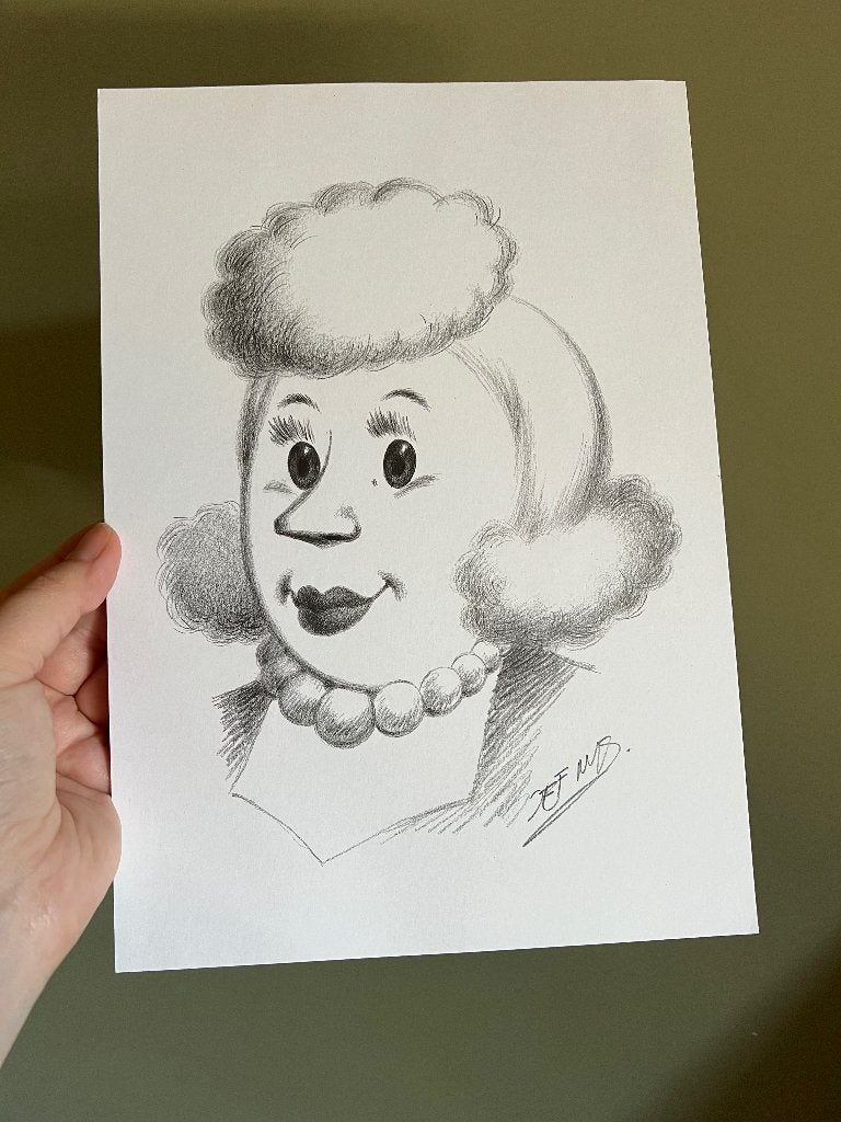 Jommeke Marie A4 tekening/reproductie ondertekend Jef Nys, Verzamelen, Verzenden, Overige figuren, Zo goed als nieuw, Plaatje, Poster of Sticker