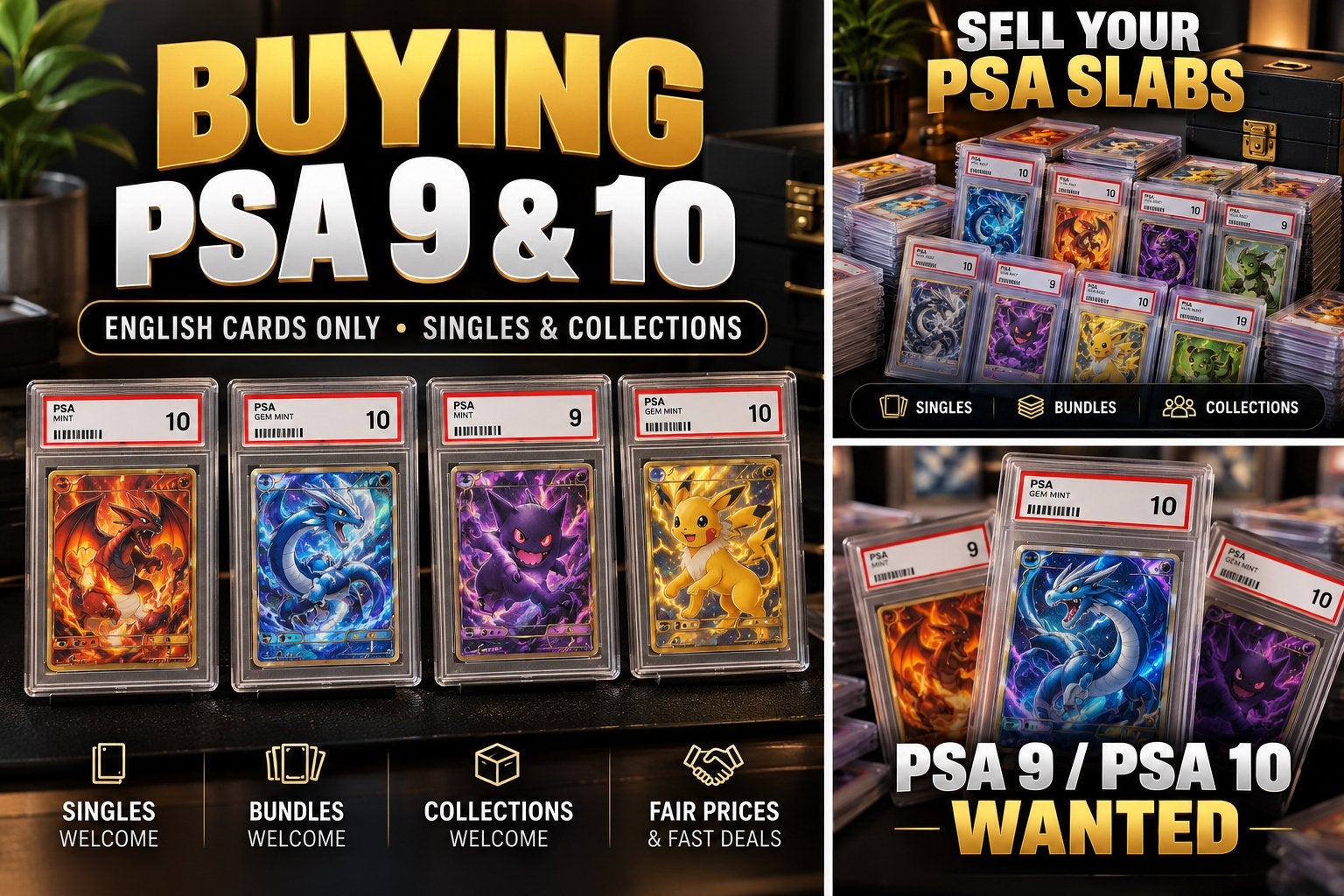 RECHERCHÉ : Pokémon PSA 9 et PSA 10 | Cartes anglaises, Enlèvement ou Envoi, Comme neuf, Plusieurs cartes