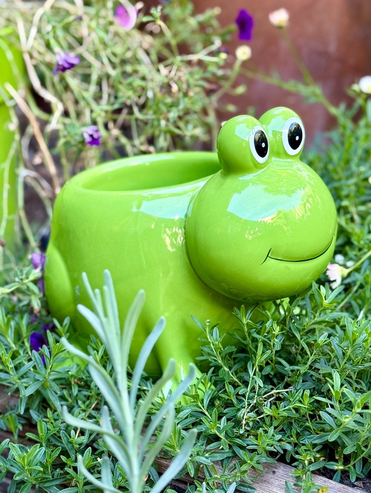 Joli pot de fleurs en céramique en forme de grenouille, Enlèvement ou Envoi, Rond, Comme neuf, Intérieur