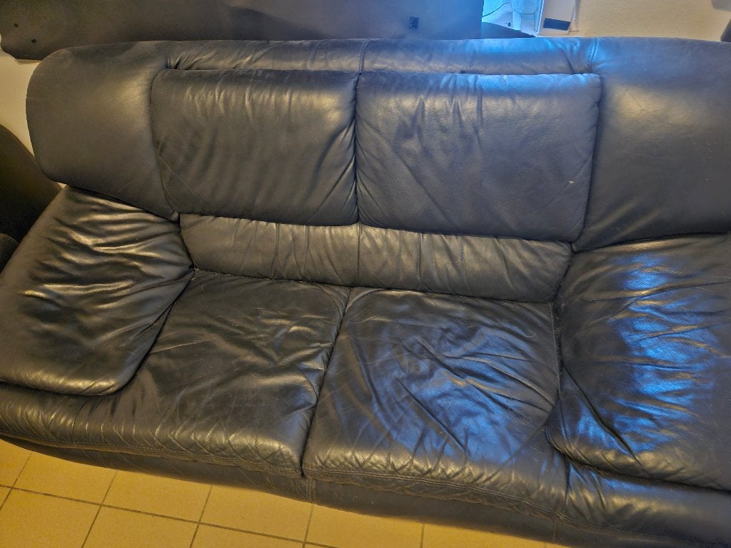Leren zetel, Ophalen, Gebruikt, Driepersoons, Leer