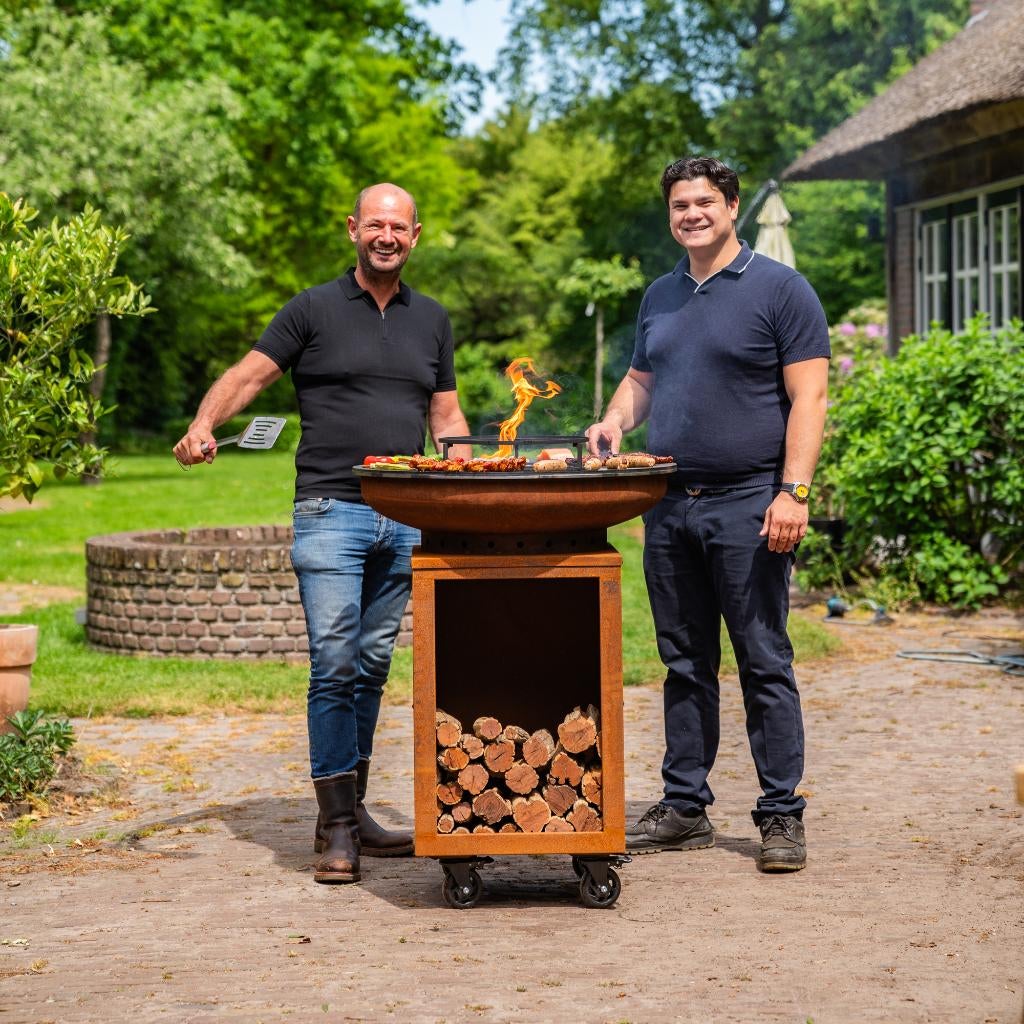 BBQ Plancha Hermano XL 80 Cortenstaal met houtopslag NW