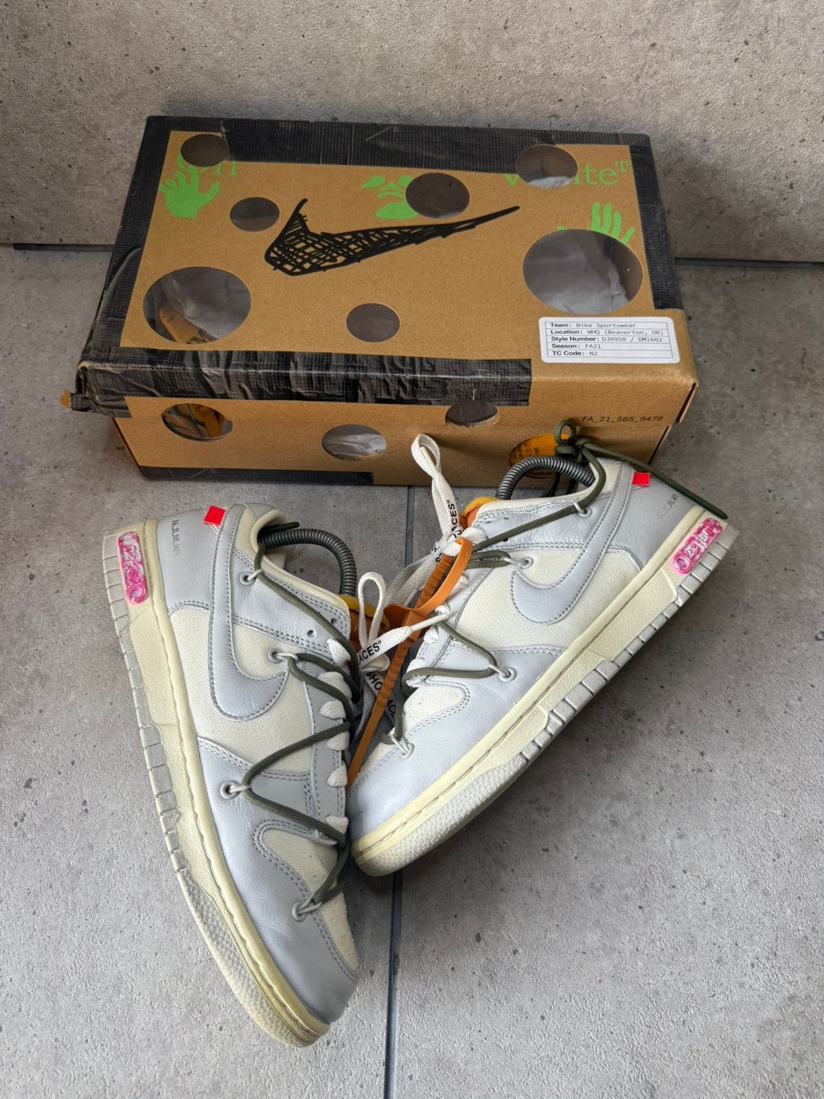 Nike Dunk Low Off White Lot 22 Maat 41 ORIGINEEL, Kleding | Heren, Overige kleuren, Ophalen of Verzenden, Zo goed als nieuw, Sneakers
