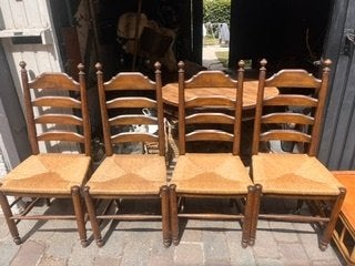 4x eetkamerstoelen, Ophalen, Gebruikt, Bruin, Vier