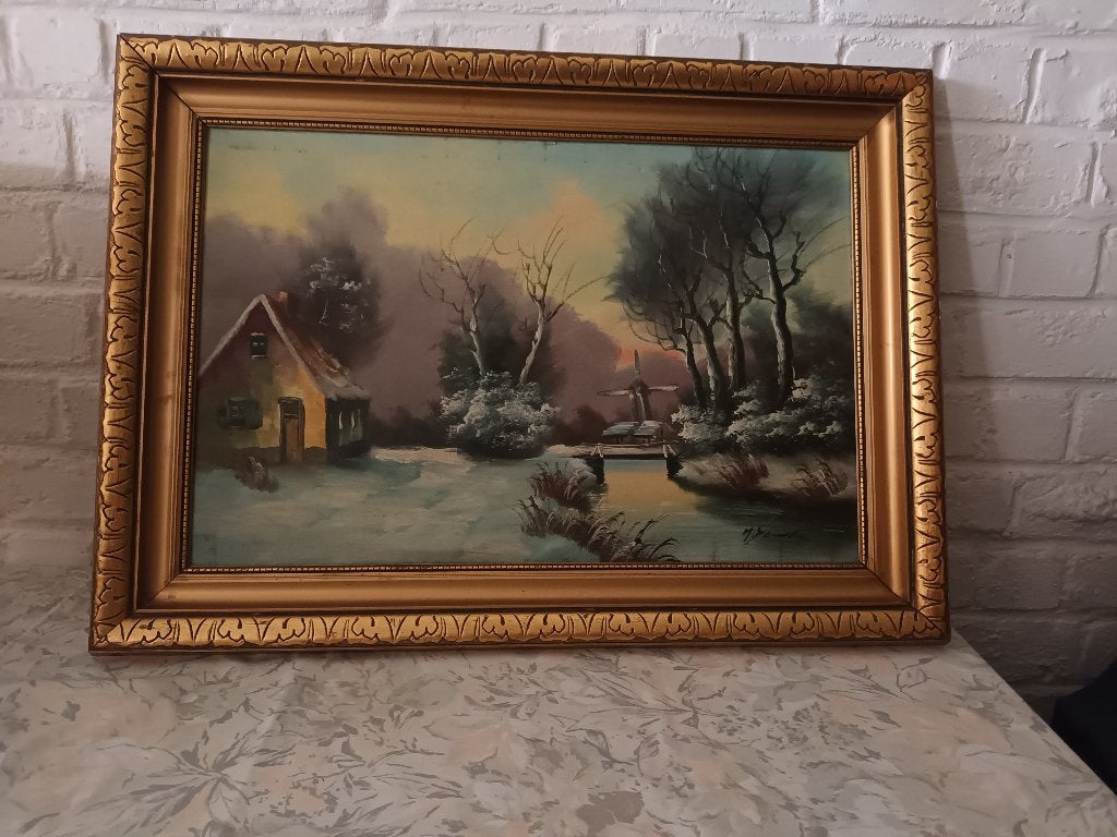 winterlandschap op canvas, Enlèvement, Utilisé, 5 – 50, Peinture