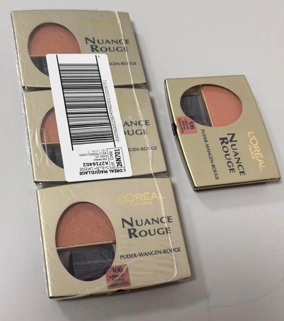 4X van Loreal L'Oreal Paris Nuance Rouge 106 Blush - Ambre, Handtassen en Accessoires, Ophalen of Verzenden, Nieuw, Gehele gezicht