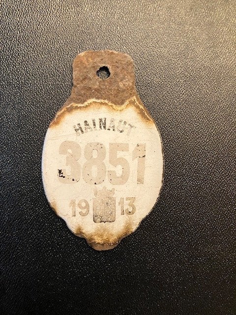 Motoplaat Fietsplaat Taksplaat Plaque de moto Hainaut 1913, Envoi