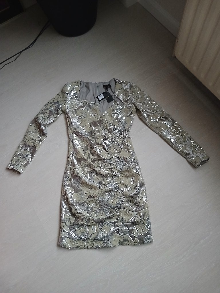 Robe en velour et sequins Maje Taille 38, Kleding | Dames, Nieuw, Maje, Grijs, Boven de knie