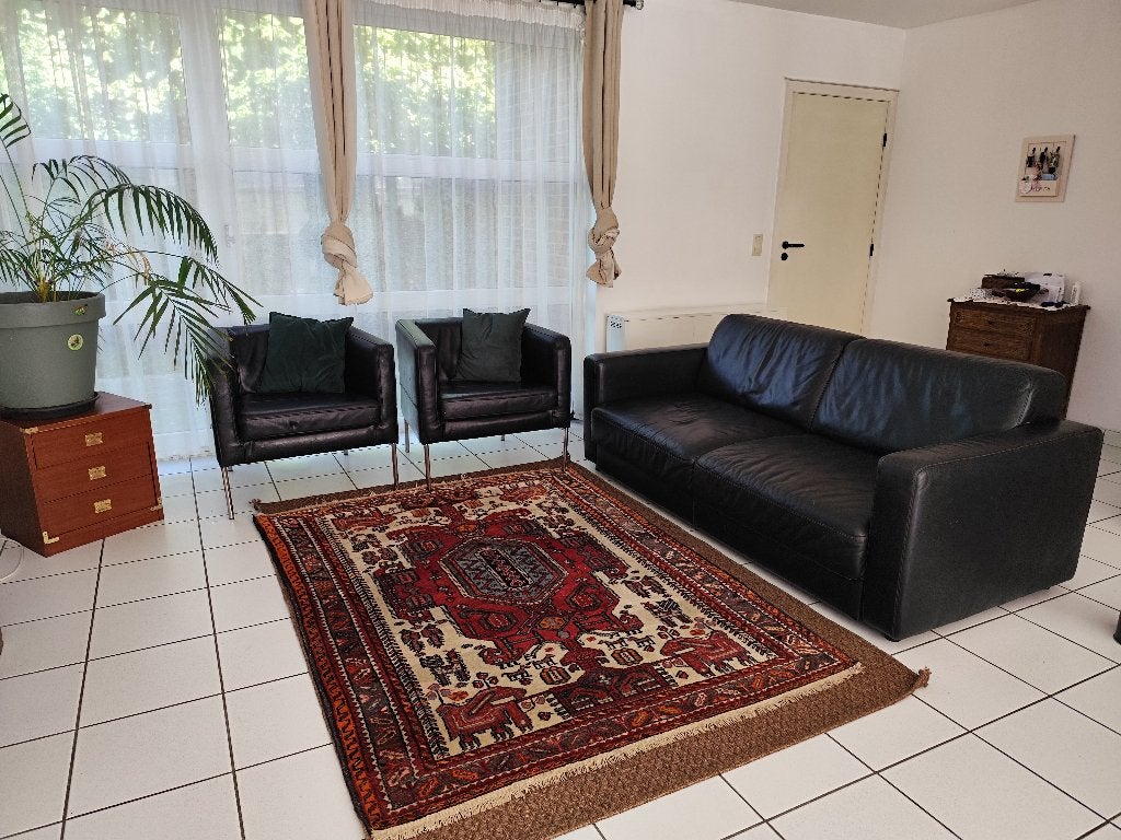 Mooie set met bank en fauteuils, Ophalen, Gebruikt, 100 tot 125 cm, Driepersoons