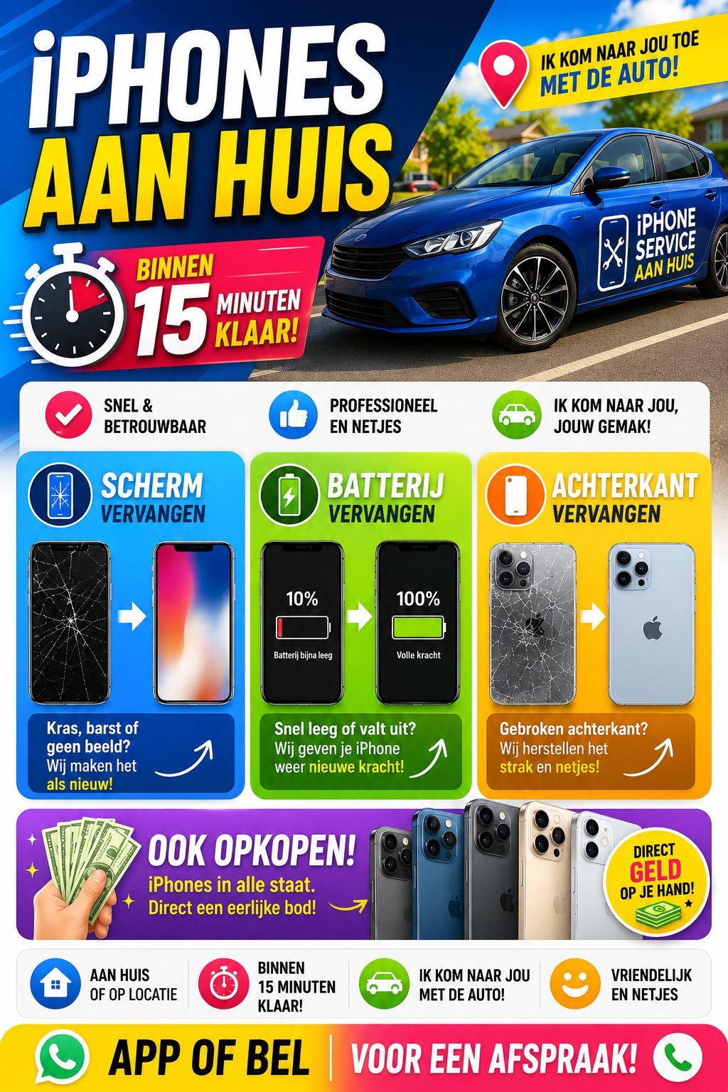 Iphone Reparatie Service Aan Huis | Boek nu uw afspraak !, Telecommunicatie, Mobiele telefoons | Batterijen en Accu's, Ophalen