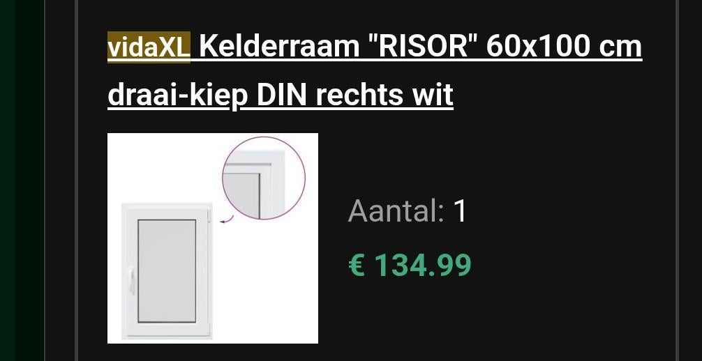 Draai liep raam 100x60, Ophalen, Kunststof, Minder dan 75 cm, Raamkozijn