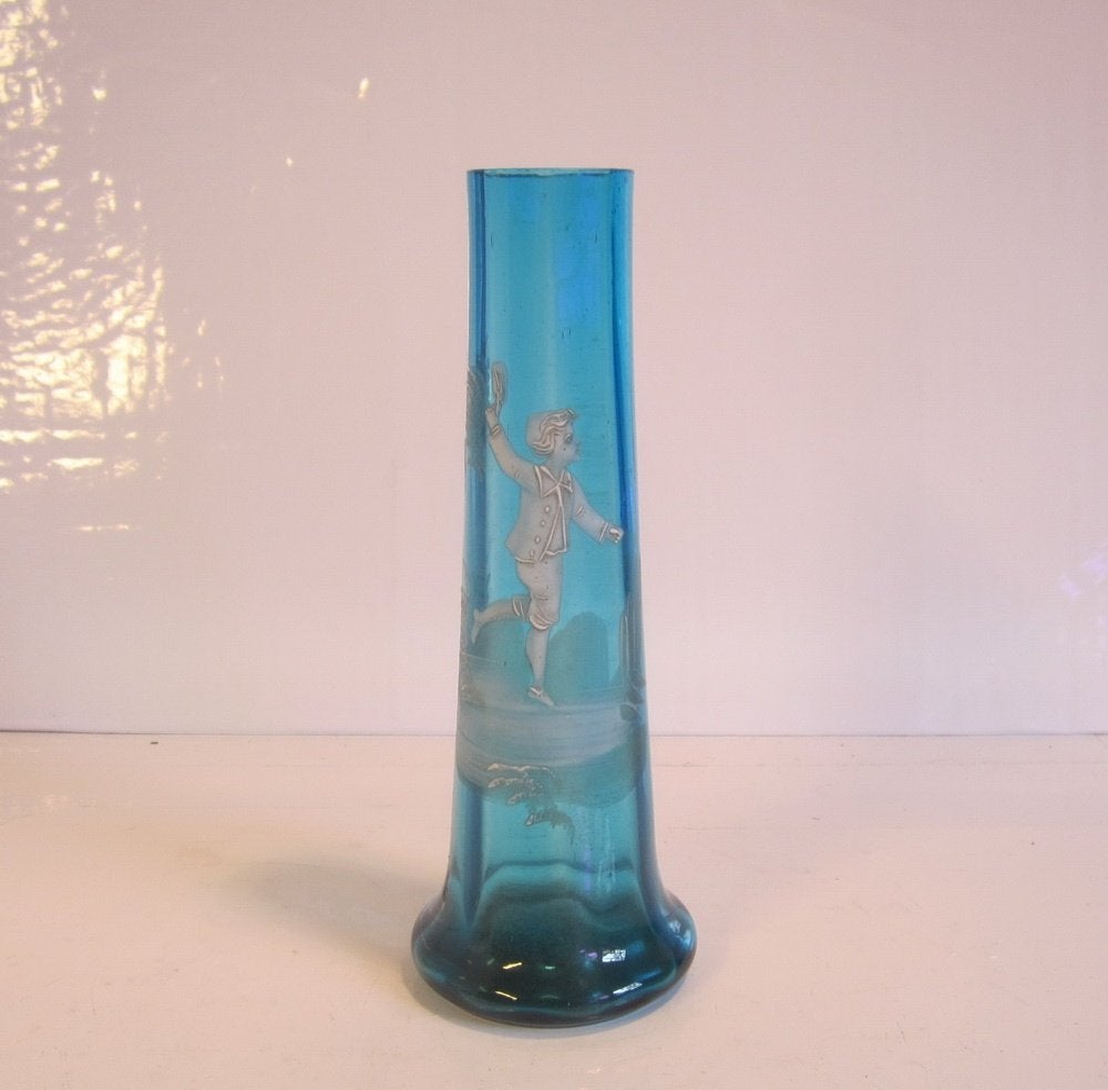 Vase antique Mary Gregory avec motif en émail, vers 1880, Envoi