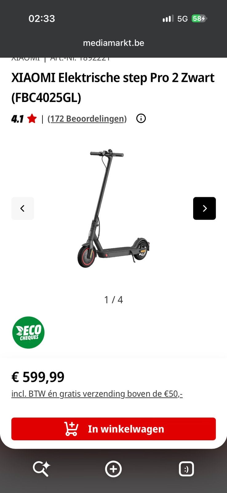 Xiaomi pro 2 nieuw ongeopend, Fietsen en Brommers, Ophalen of Verzenden, Nieuw, Elektrische step (E-scooter)