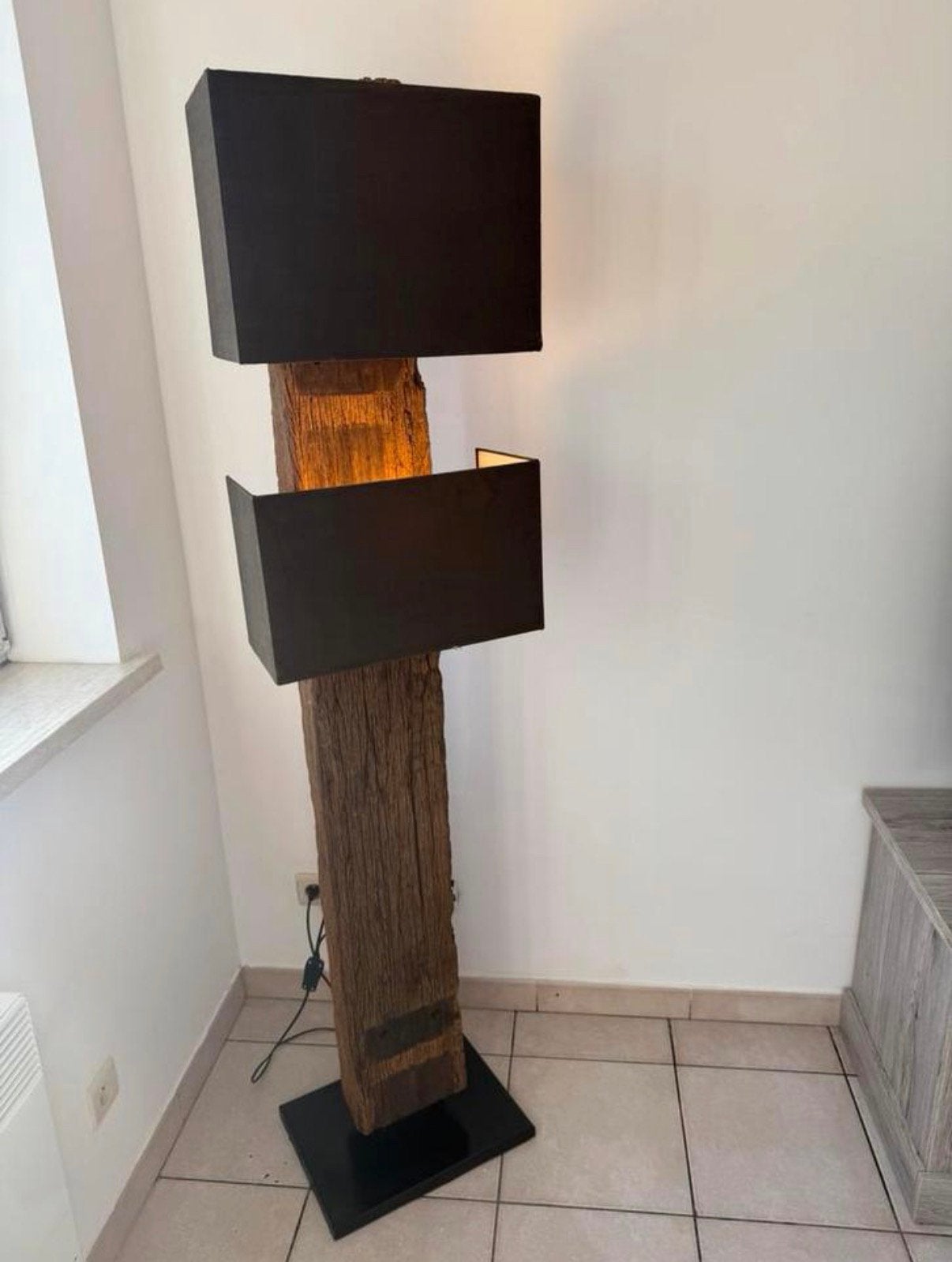Neuf Maison du monde lampadaire en bois flotté, Maison & Meubles, Enlèvement, Comme neuf, Bois