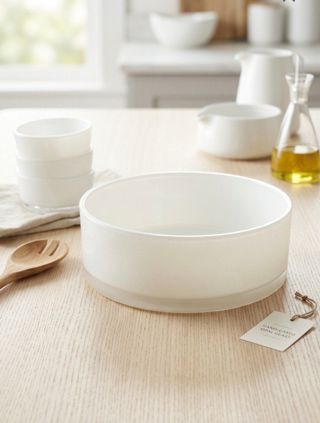 witte cilindrische schaal, Huis en Inrichting, Ophalen, Nieuw, Glas, Modern