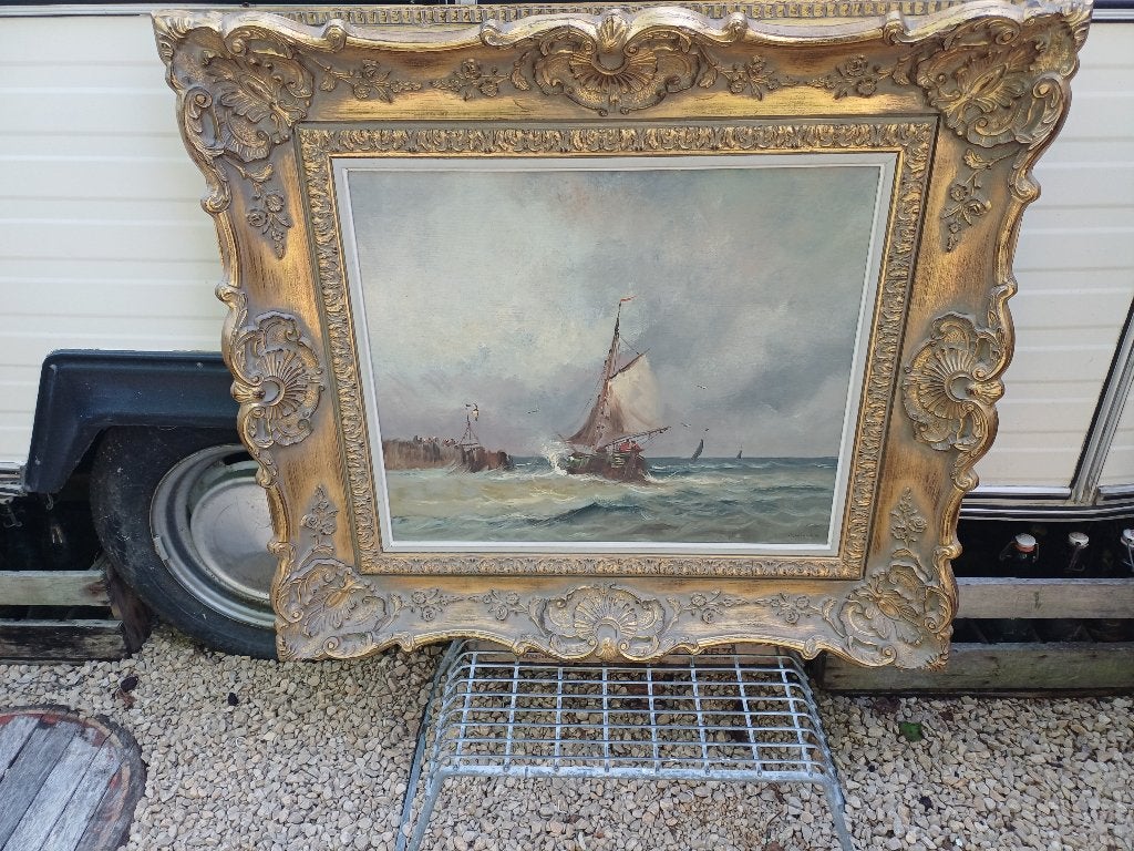 Antiek schilderij zeezicht, Ophalen, Klassiek, Maritiem / water