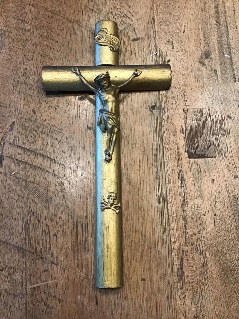 Crucifix ancien doré avec corpus, Enlèvement ou Envoi, Comme neuf