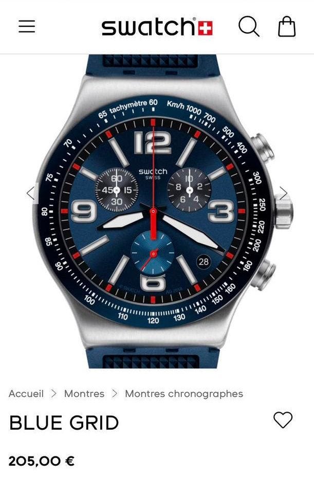 Swatch Irony BLUE GRID (YVS454), Enlèvement ou Envoi, Neuf, Swatch