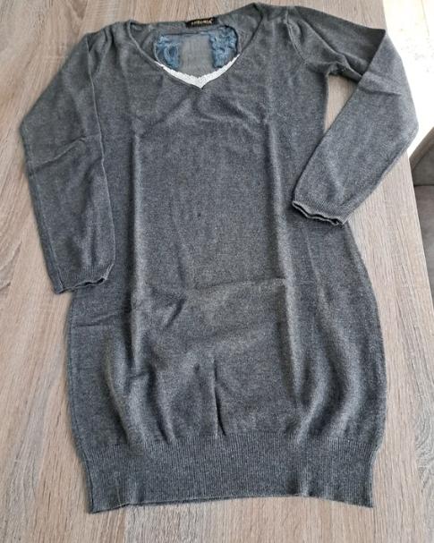 Enzoria grijs tuniek met open rug Small, Kleding | Dames, Ophalen of Verzenden, Zo goed als nieuw, Maat 36 (S), Grijs