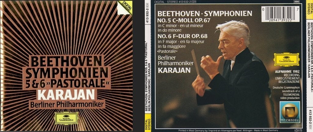 Beethoven Symphonie n° 5 et 6  - par Von Karajan, Enlèvement ou Envoi, Symphonie, Comme neuf, Beethoven
