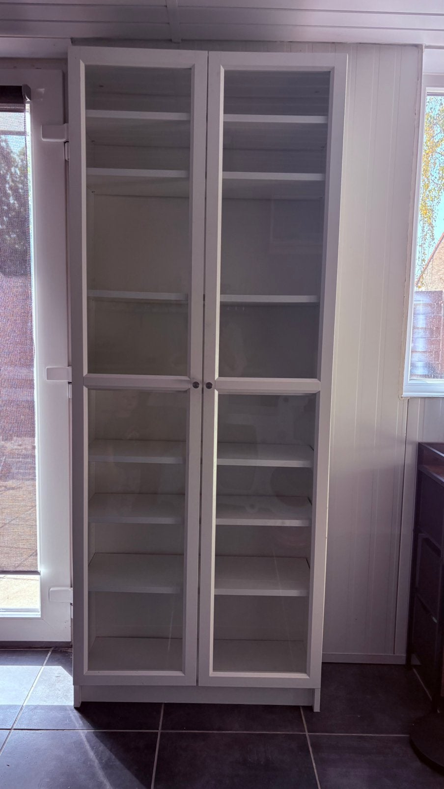 Vitrine IKEA Billy blanche avec portes vitrées Oxberg, Enlèvement, Comme neuf, Verre