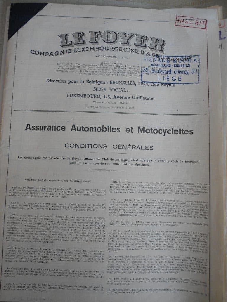 4 Vieux Contrats d'assurances automobiles des années 60, Ophalen