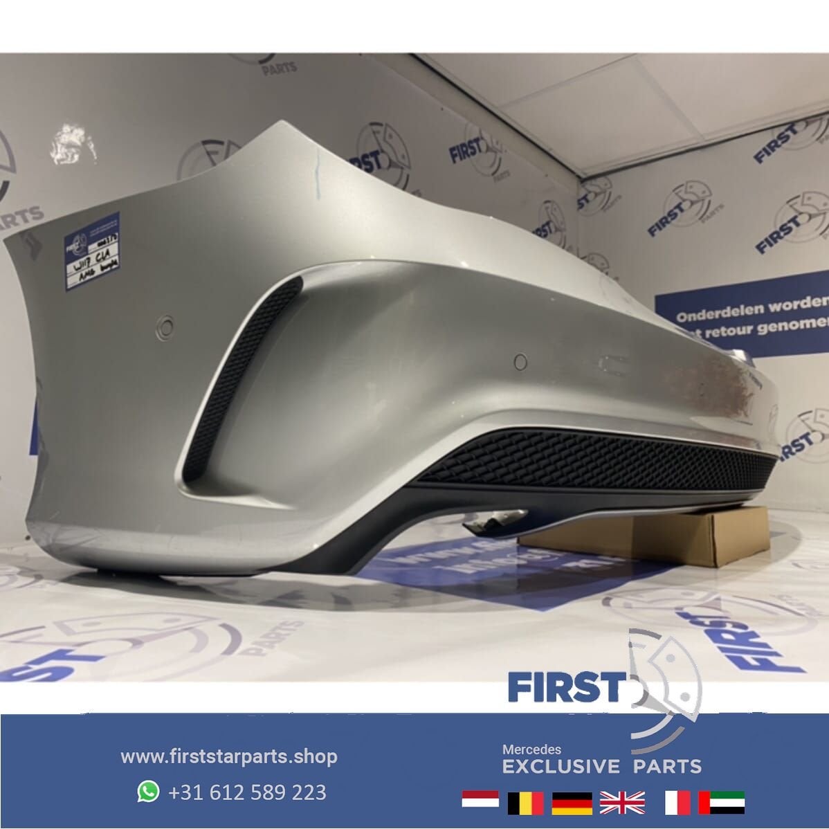 W117 CLA PRE FACELIFT AMG ACHTERBUMPER ZWART WIT GRIJS + DIF, Arrière, Utilisé, -, -