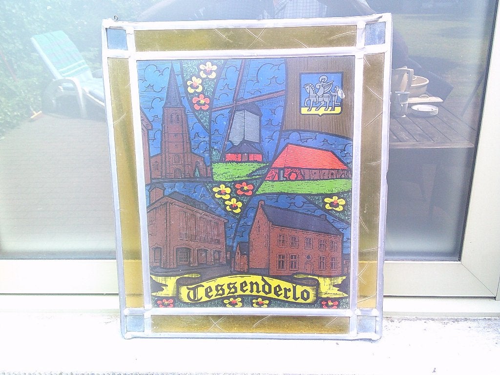 glas in lood tessenderlo gete hermans 21-03 -83, Ophalen, Minder dan 80 cm, Zo goed als nieuw, Glasplaat