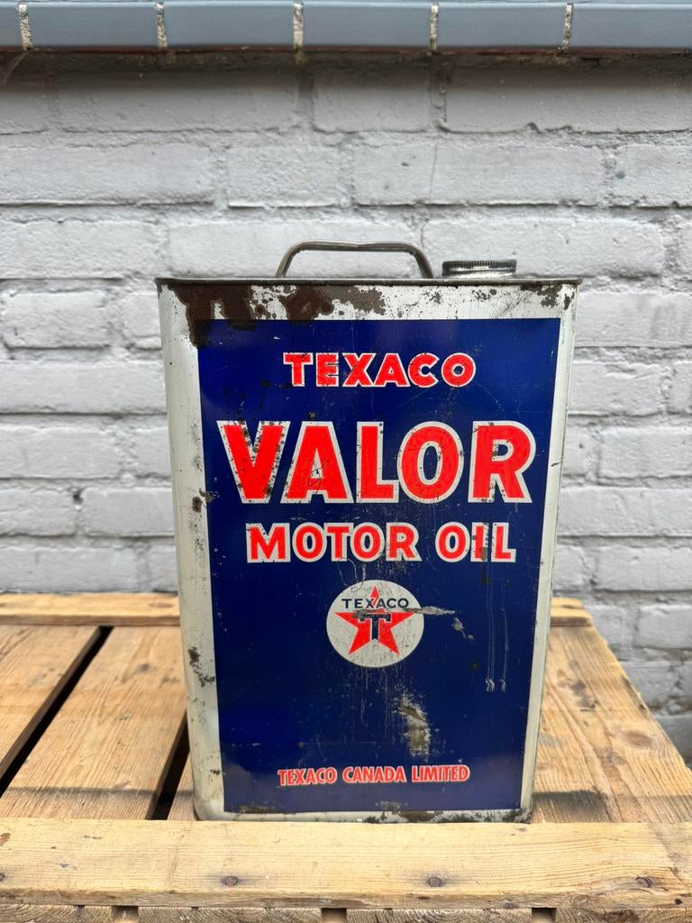 TEXACO oud groot olieblik, Verzamelen, Ophalen of Verzenden, Gebruikt, Verpakking