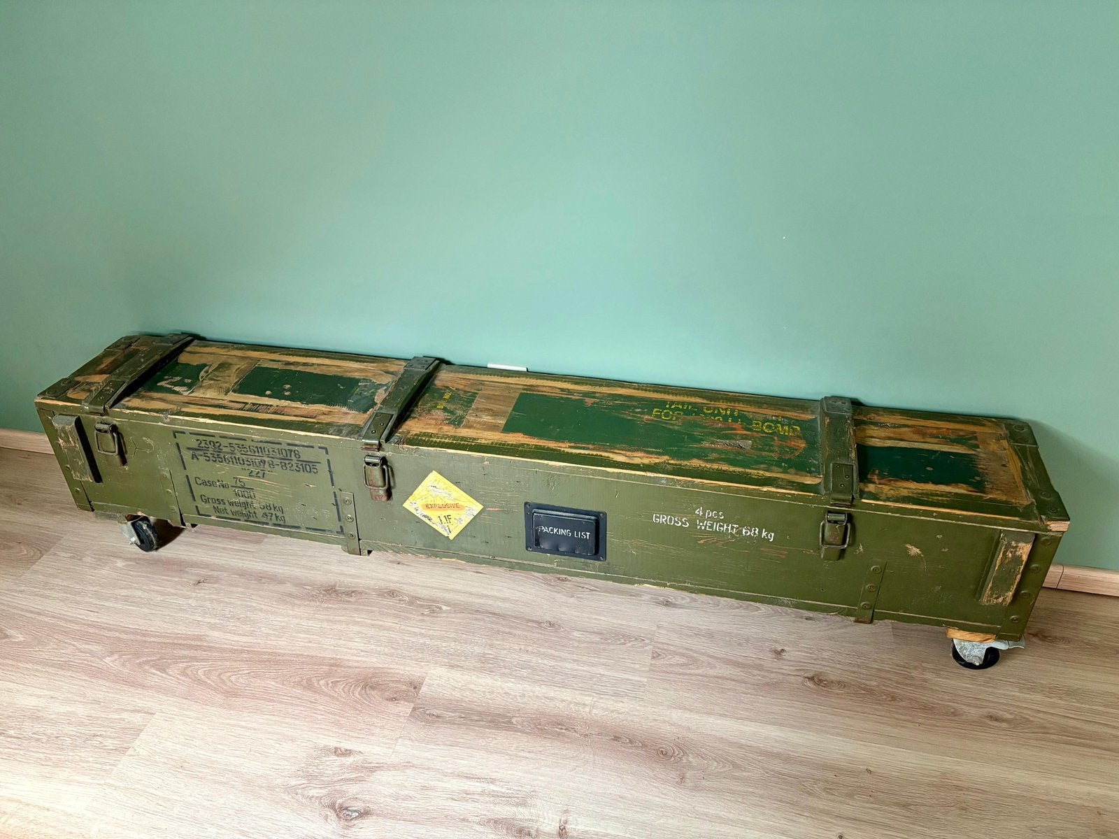 Militaire houten legerkist, Huis en Inrichting, Ophalen, Zo goed als nieuw