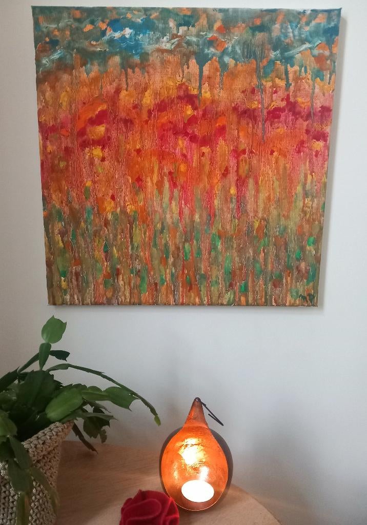 Vurig schilderij in olieverf, Éclat! 40x40 cm, Ophalen