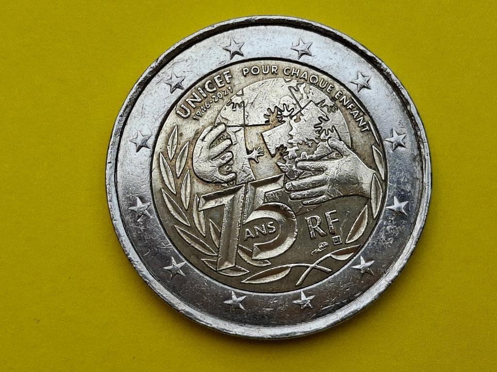 Munt van €2 - Frankrijk - 75 jaar UNICEF - 2021, Postzegels en Munten, Ophalen, Frankrijk, 2 euro, Losse munt