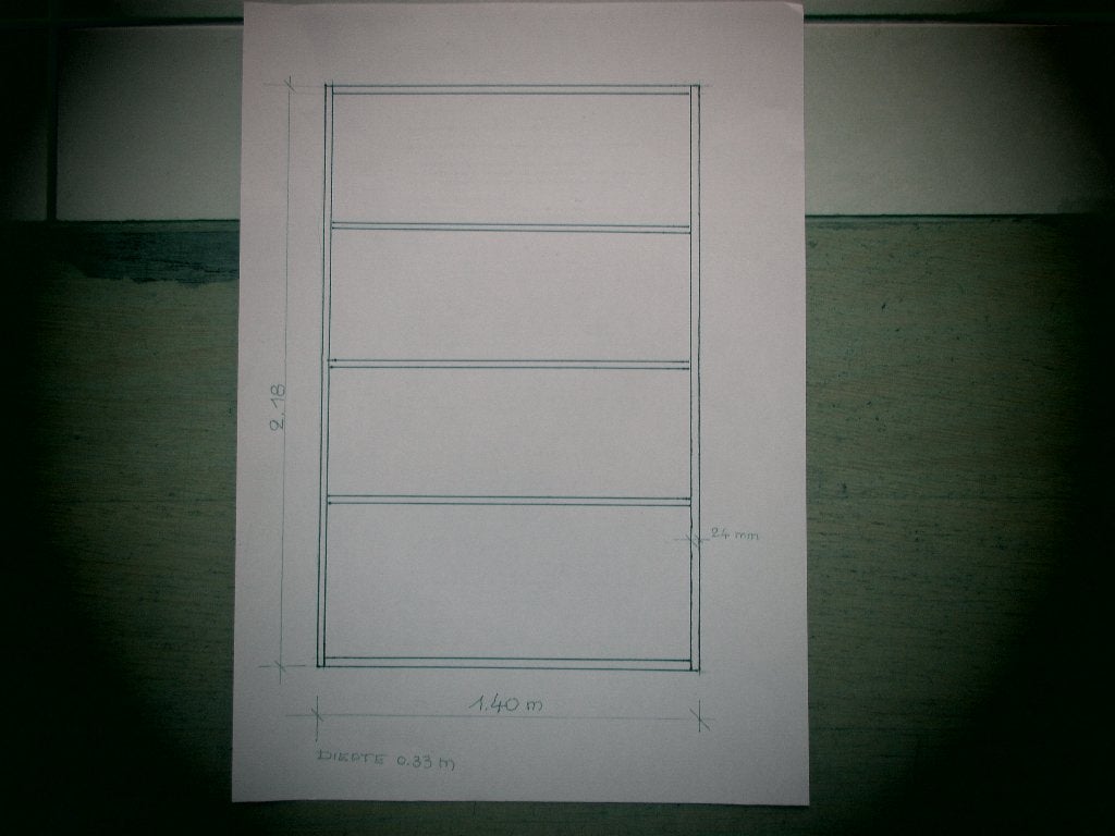 BOEKENREK in WENGE, Ophalen, Met plank(en), Gebruikt, Eenvoudig