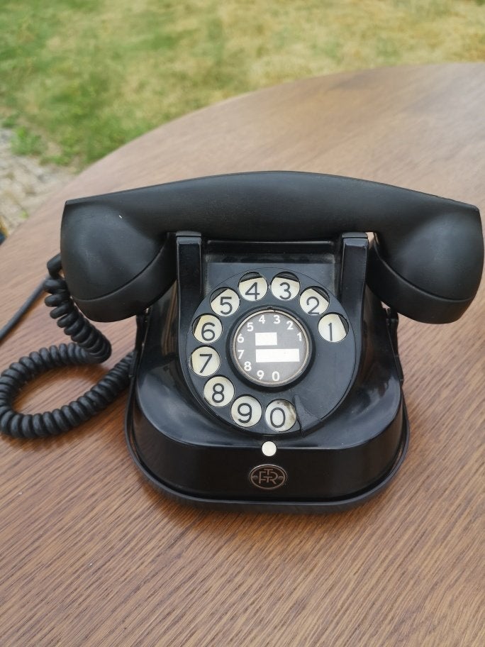 Vintage zwarte bakelieten RTT telefoon met draaischijf, Enlèvement