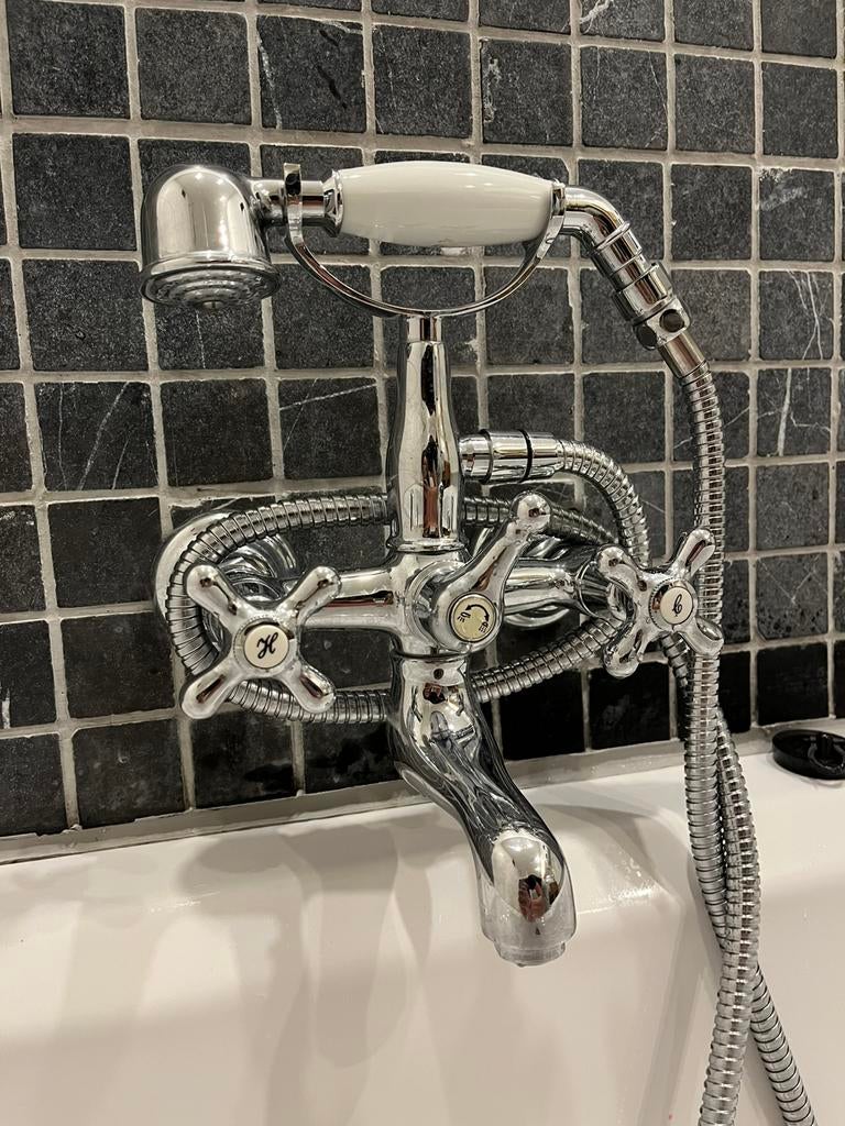 Bad kraan retro look, evt met 2 bijhorende wastafelkranen, Doe-het-zelf en Bouw, Sanitair, Ophalen, Zo goed als nieuw, Bad