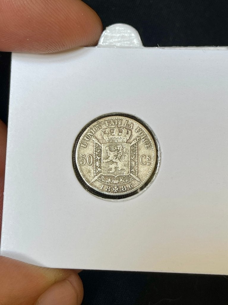 België 50 centimes 1886 FR, Ophalen, België, Losse munt, Zilver
